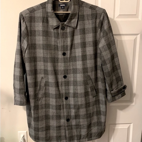 Kingsize 3/4 Gray Plaid Wool Coat 3XL Big and Tall - Picture 2 of 11